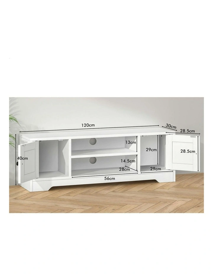 TV Cabinet Stand Hamptons Storage Entertainment Unit 120cm in White image 7