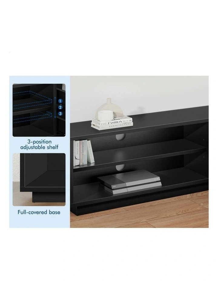 TV Cabinet Stand Storage Drawer Entertainment Unit 180cm in Black image 5