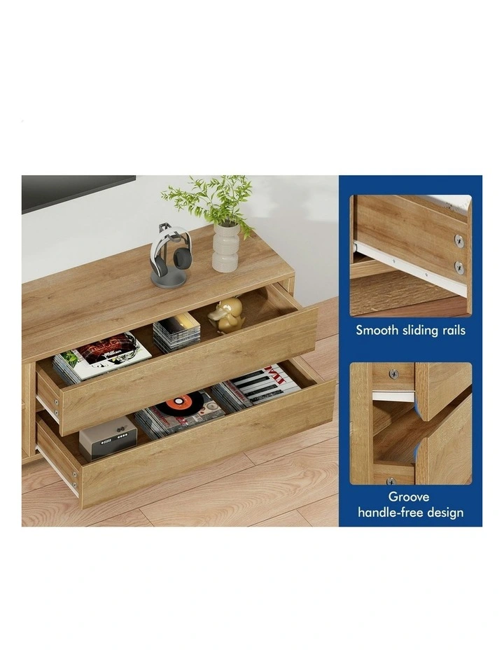 TV Cabinet Stand Storage Drawer Entertainment Unit 180cm in Oak image 4