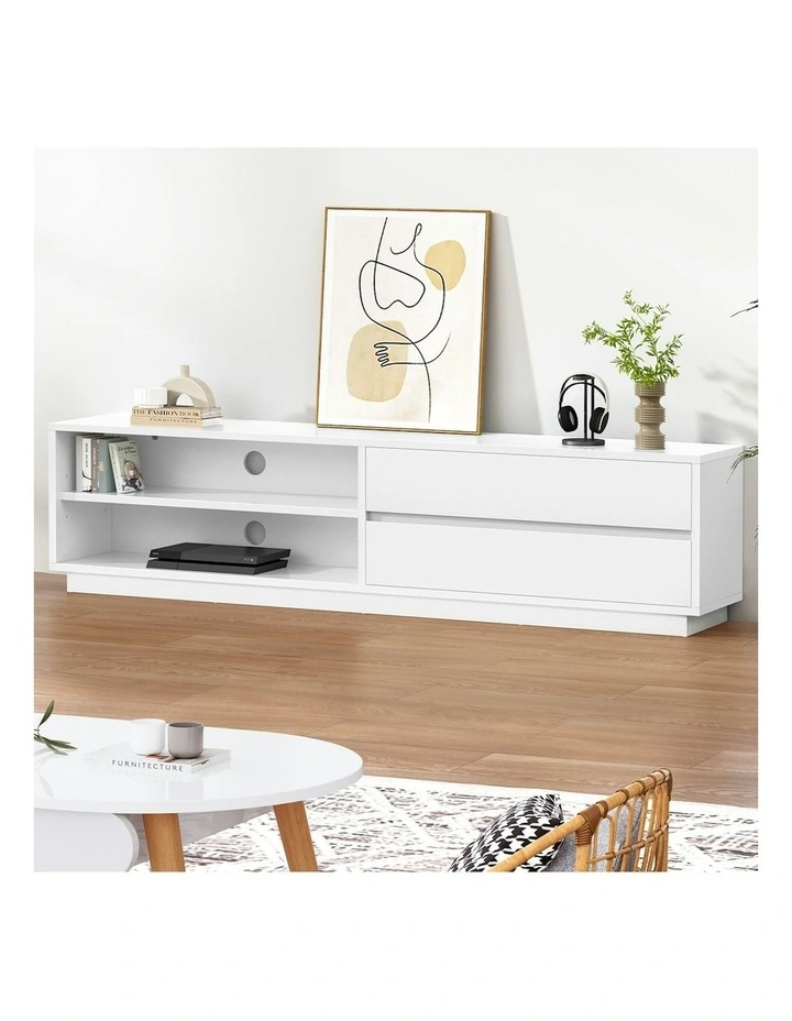 TV Cabinet Stand Storage Drawer Entertainment Unit 180cm in White image 2