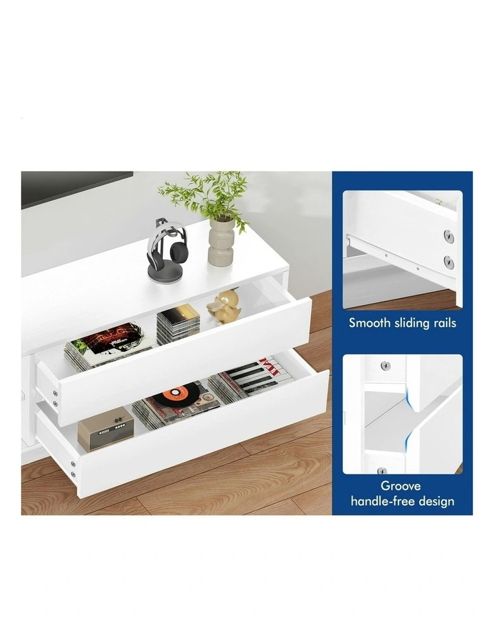 TV Cabinet Stand Storage Drawer Entertainment Unit 180cm in White image 4