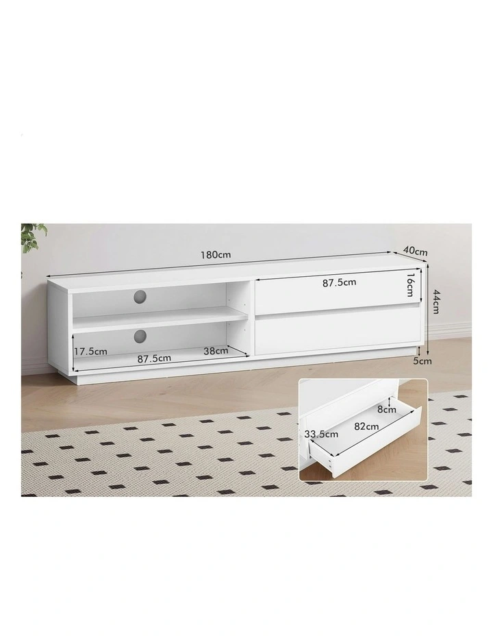 TV Cabinet Stand Storage Drawer Entertainment Unit 180cm in White image 6