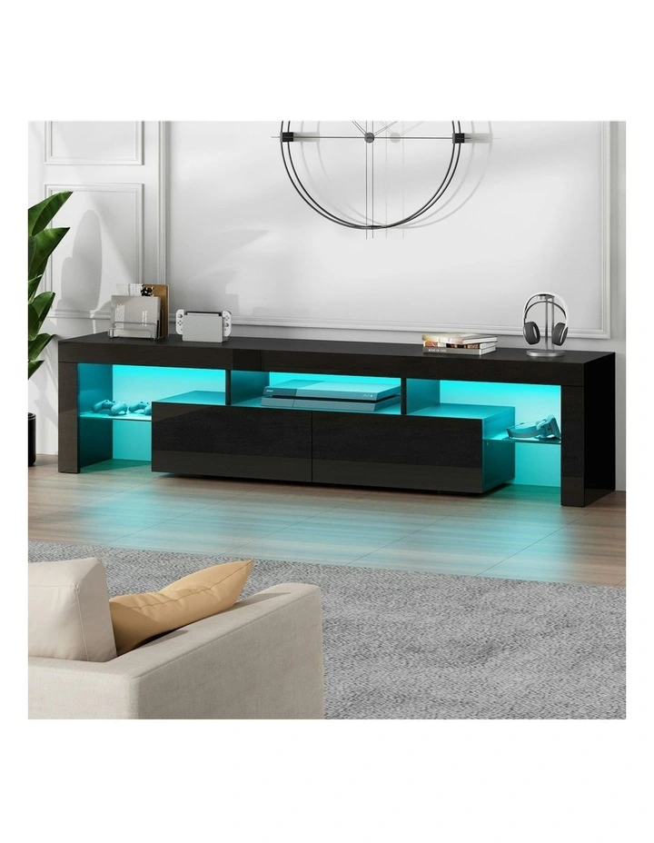 LED Entertainment Unit 160cm in Black image 2