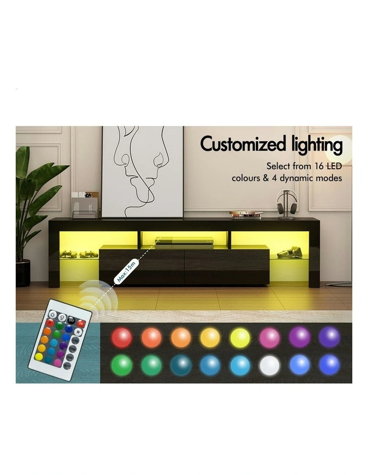 LED Entertainment Unit 160cm in Black image 4