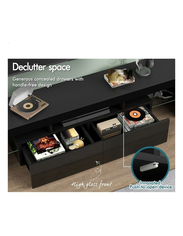LED Entertainment Unit 160cm in Black image 5