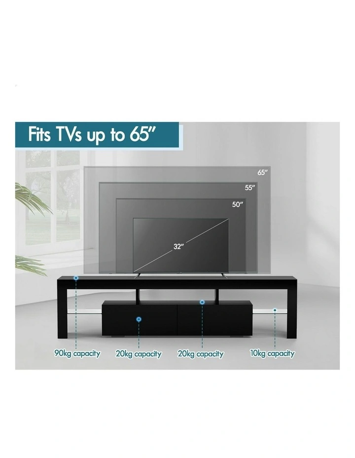 LED Entertainment Unit 160cm in Black image 6
