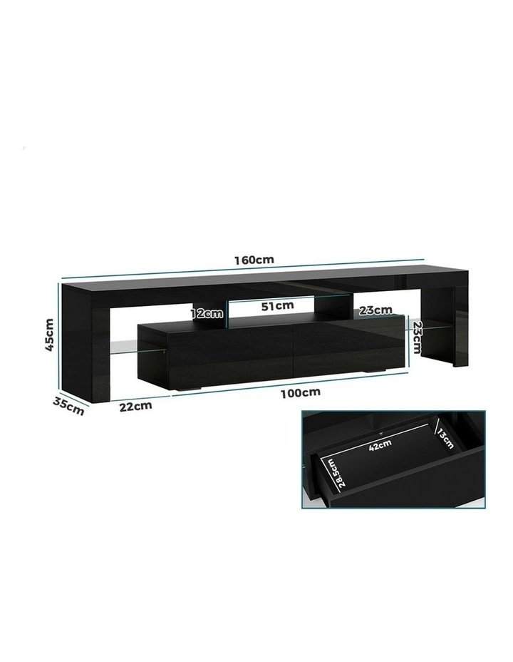 LED Entertainment Unit 160cm in Black image 7