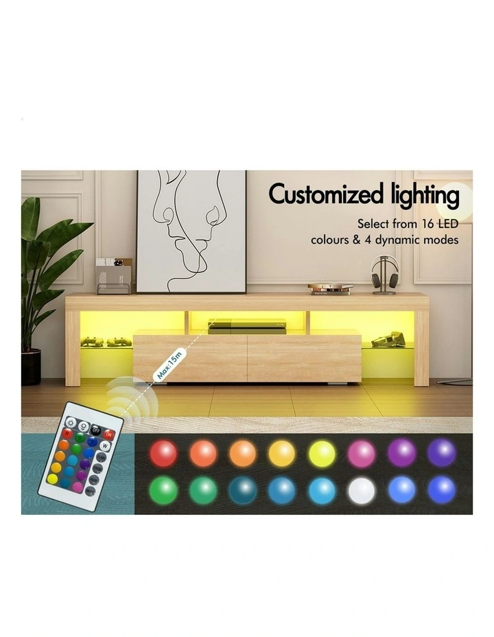 LED Entertainment Unit 160cm in Oak image 4