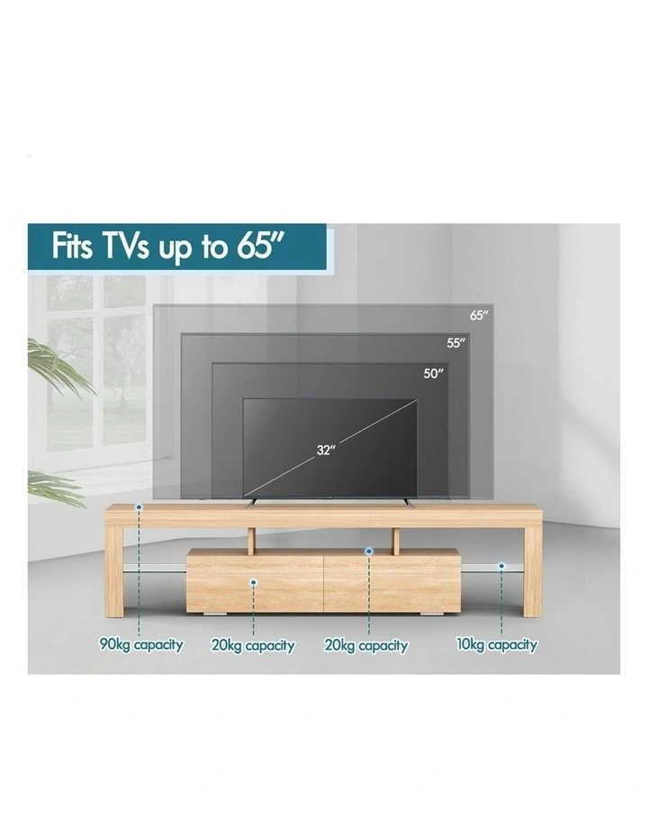LED Entertainment Unit 160cm in Oak image 5