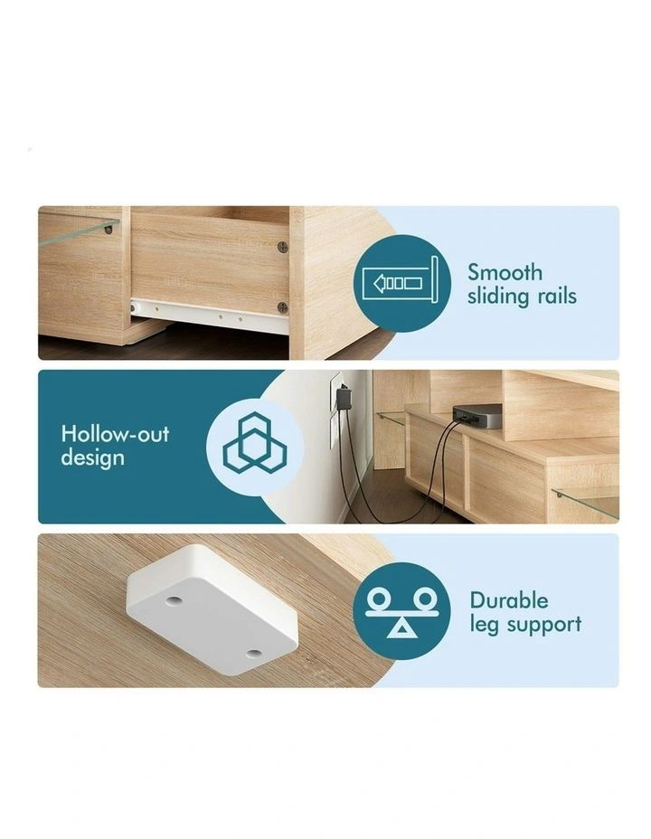 LED Entertainment Unit 160cm in Oak image 7