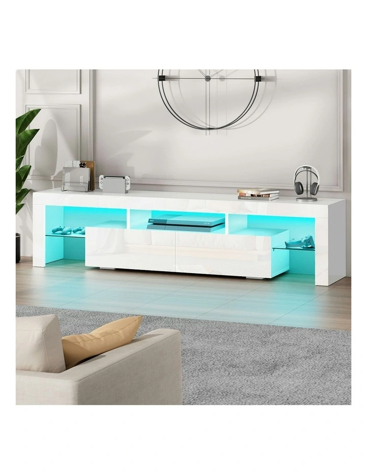 LED Entertainment Unit 160cm in White image 2