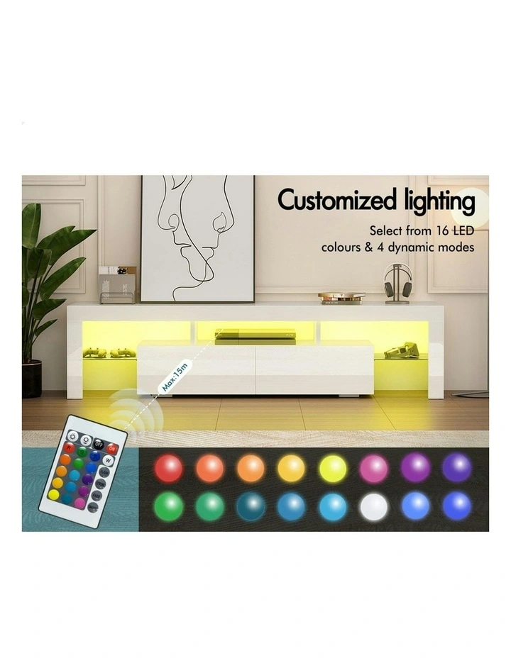 LED Entertainment Unit 160cm in White image 4