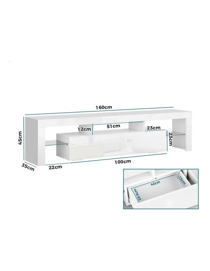 LED Entertainment Unit 160cm in White image 6