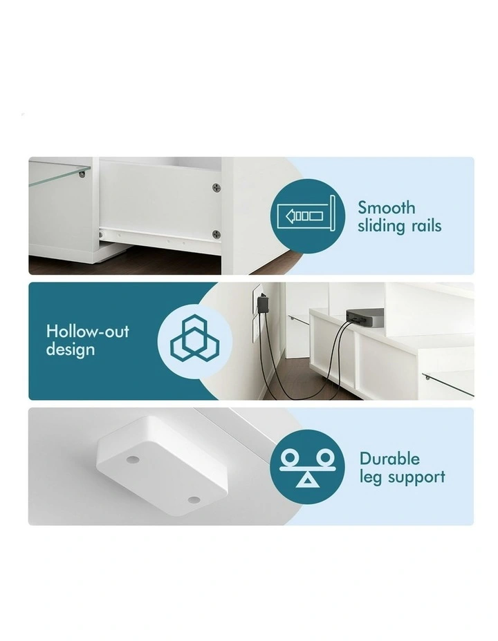 LED Entertainment Unit 160cm in White image 7