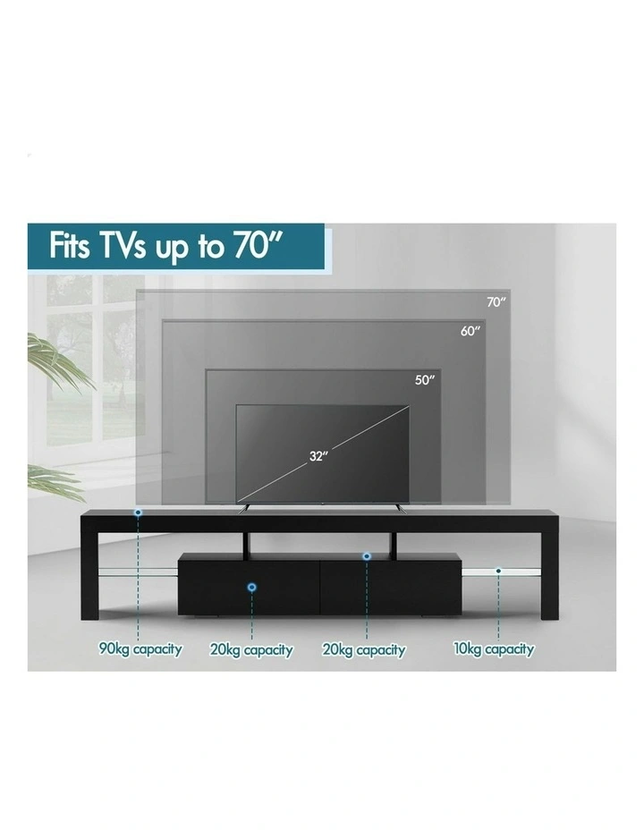 LED Entertainment Unit 180cm in Black image 6