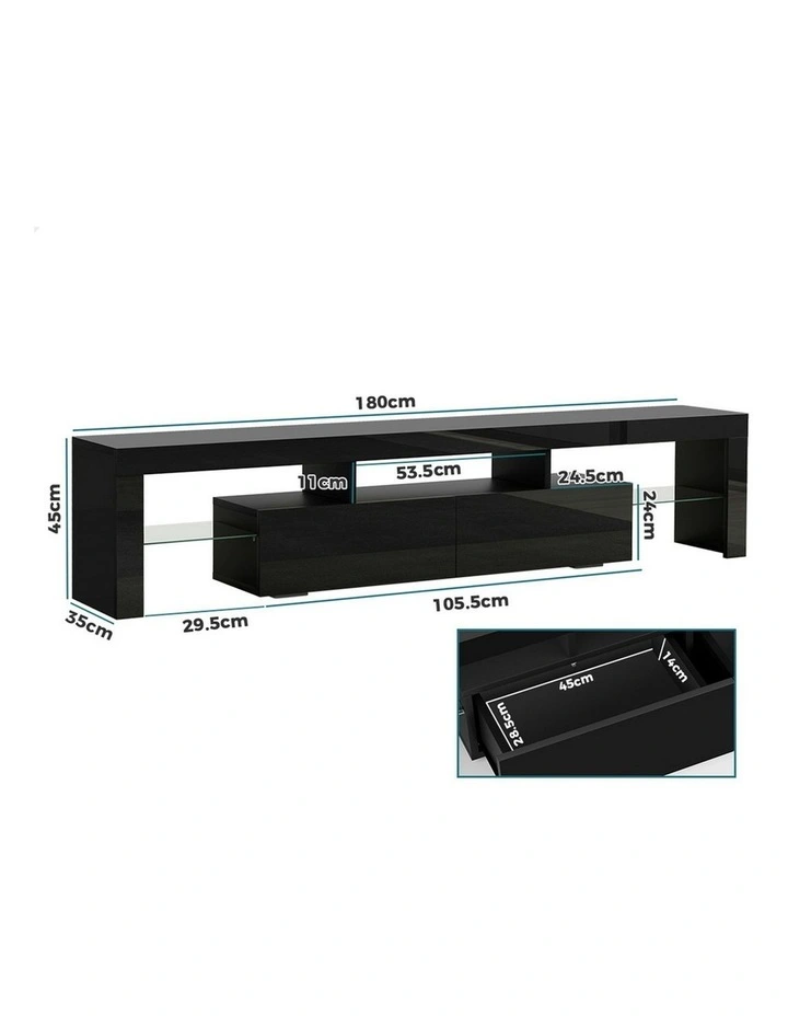LED Entertainment Unit 180cm in Black image 7