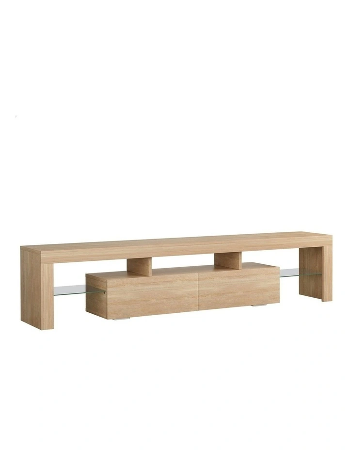 LED Entertainment Unit 180cm in Oak image 1