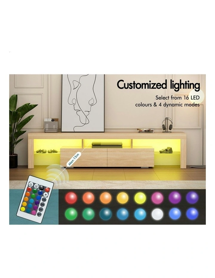 LED Entertainment Unit 180cm in Oak image 4