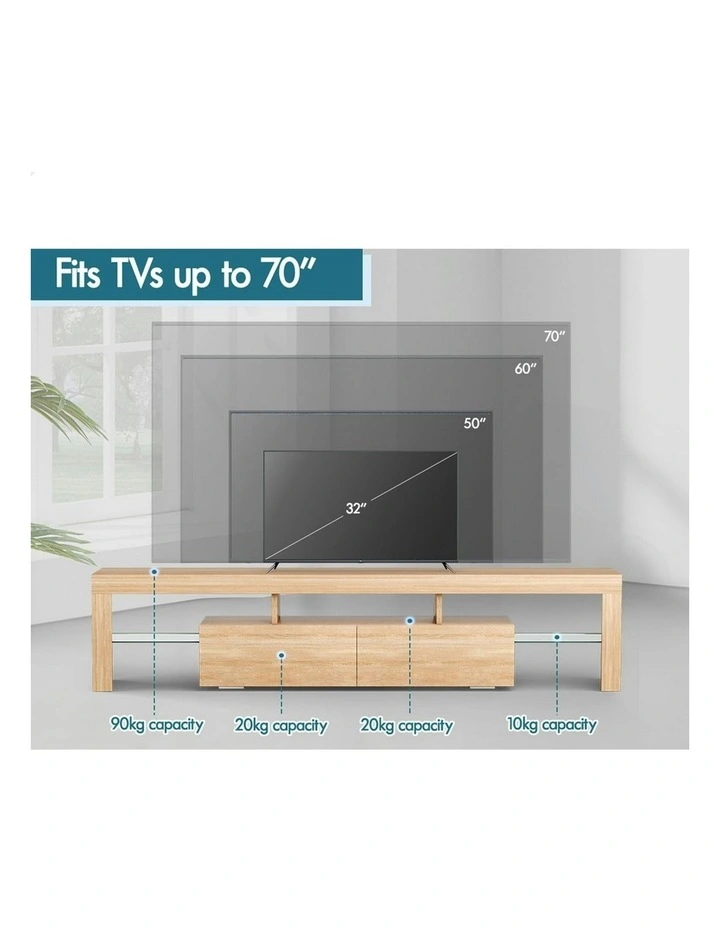 LED Entertainment Unit 180cm in Oak image 5