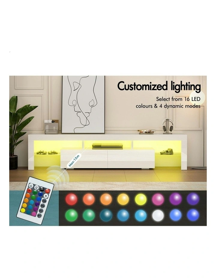 LED Entertainment Unit 180cm in White image 4