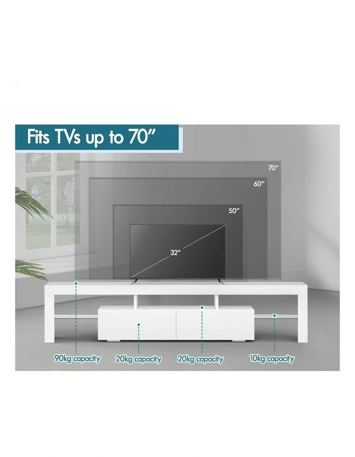 LED Entertainment Unit 180cm in White image 5