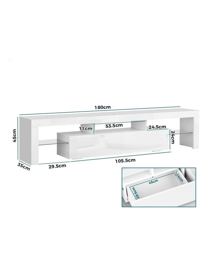 LED Entertainment Unit 180cm in White image 6