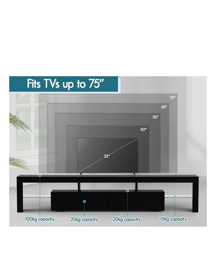 LED Entertainment Unit 200cm in Black image 5