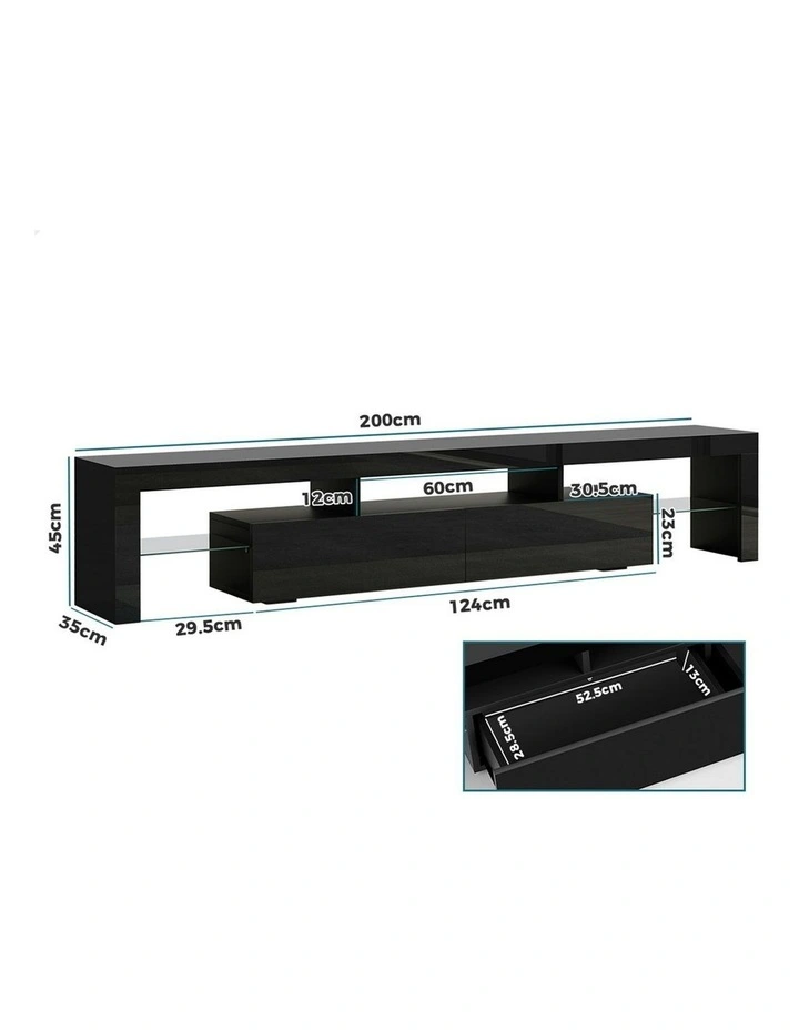 LED Entertainment Unit 200cm in Black image 6