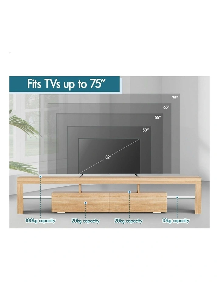 LED Entertainment Unit 200cm in Oak image 5
