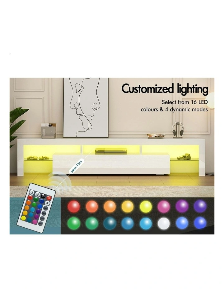 LED Entertainment Unit 200cm in White image 4