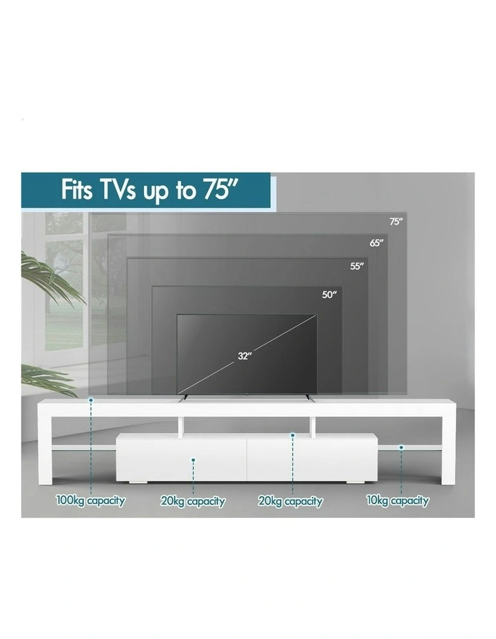 LED Entertainment Unit 200cm in White image 5