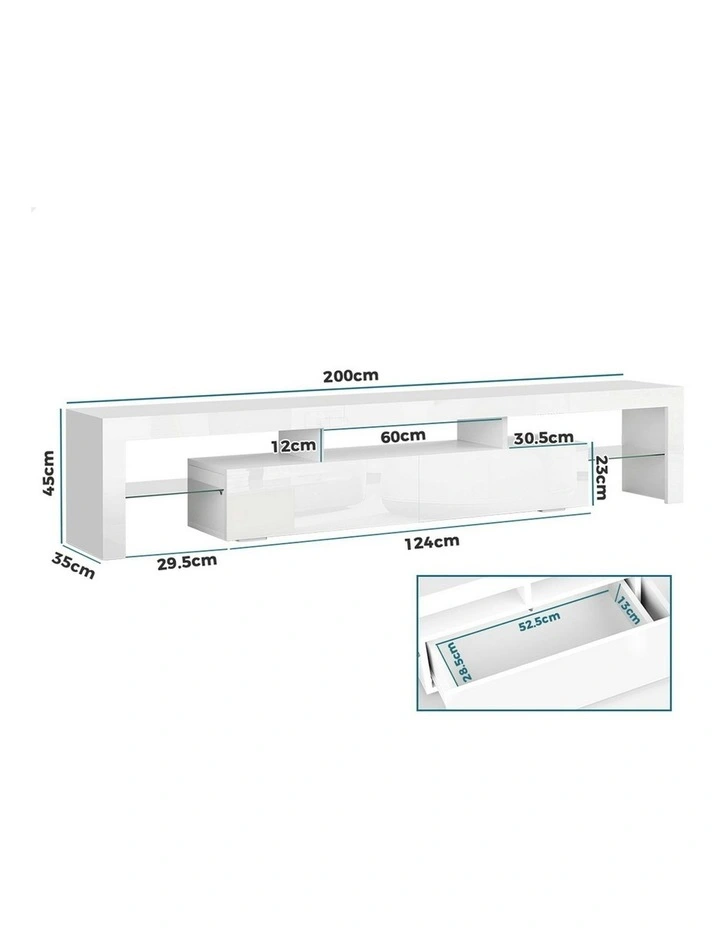 LED Entertainment Unit 200cm in White image 6
