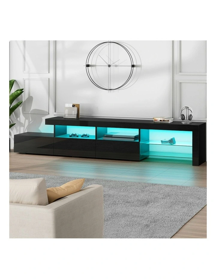 LED Entertainment Unit 220cm in Black image 2
