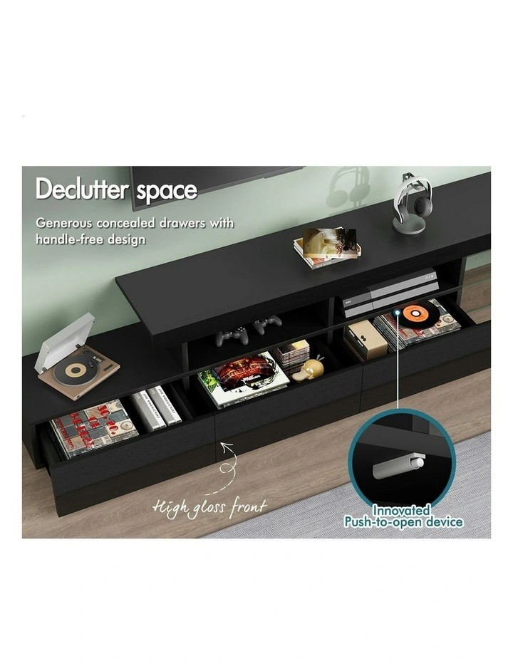 LED Entertainment Unit 220cm in Black image 5