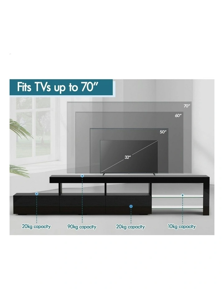 LED Entertainment Unit 220cm in Black image 6