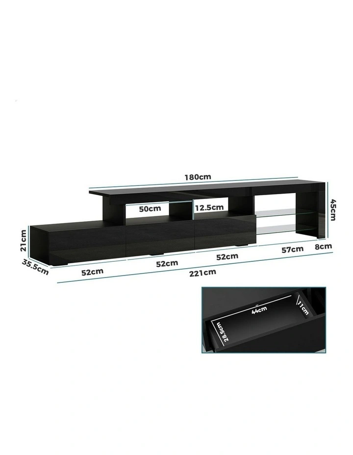 LED Entertainment Unit 220cm in Black image 7