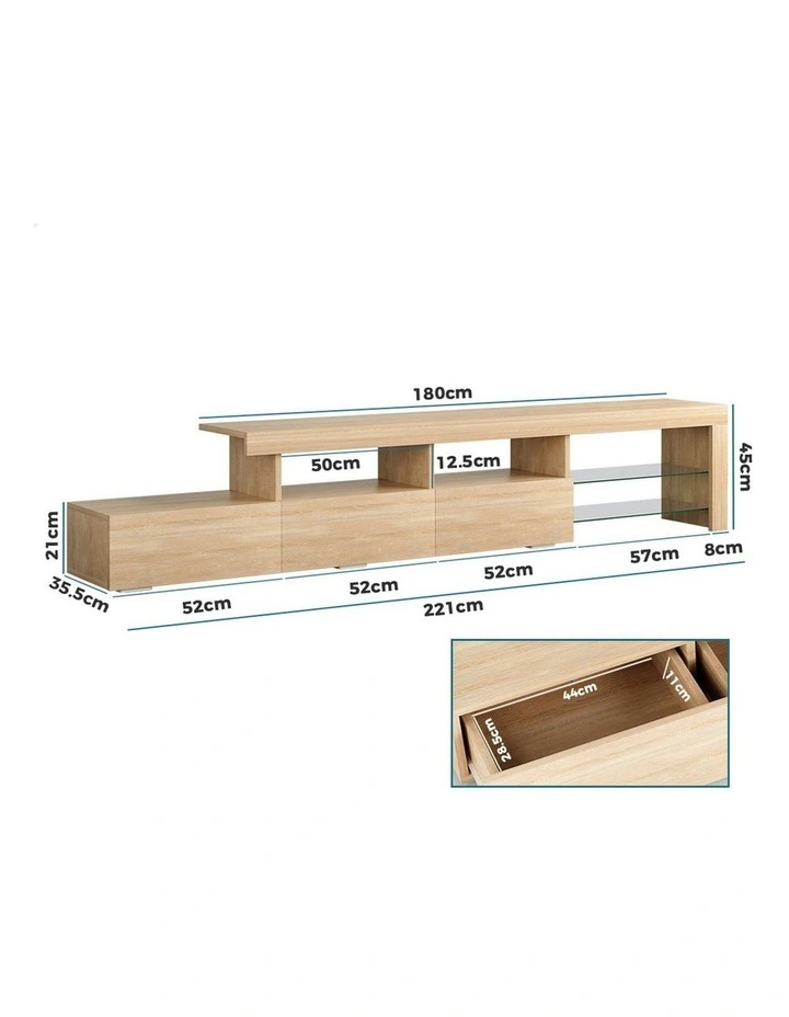 LED Entertainment Unit 220cm in Oak image 6