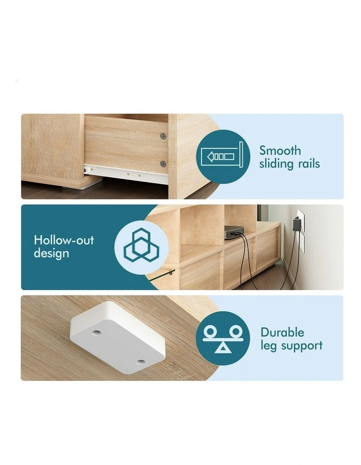 LED Entertainment Unit 220cm in Oak image 7