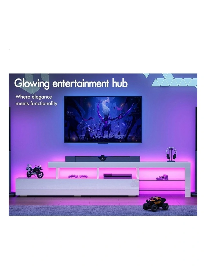 LED Entertainment Unit 220cm in White image 3