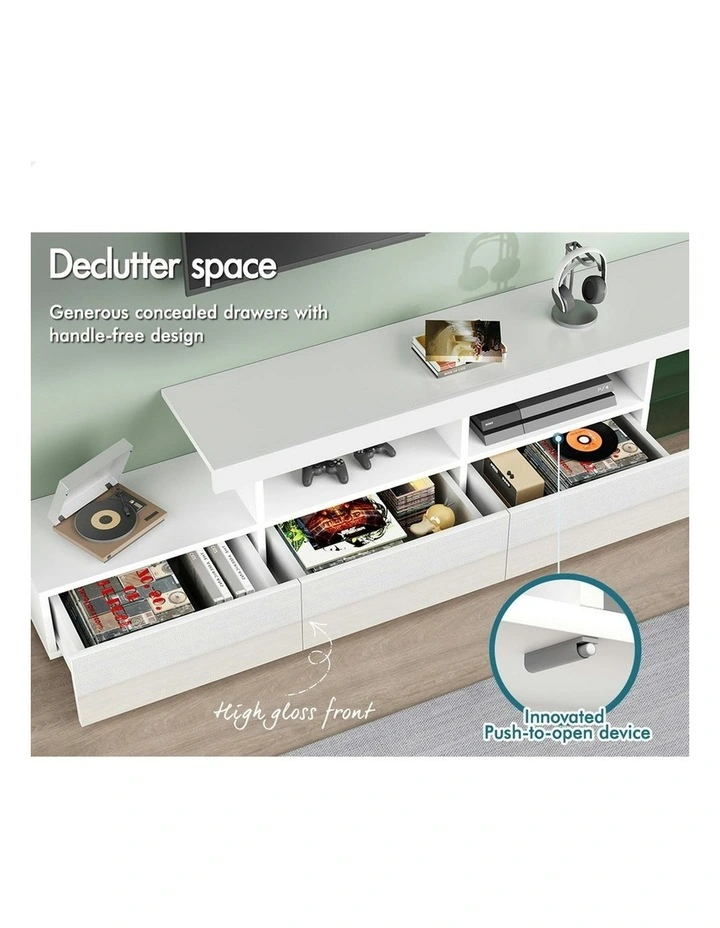 LED Entertainment Unit 220cm in White image 7