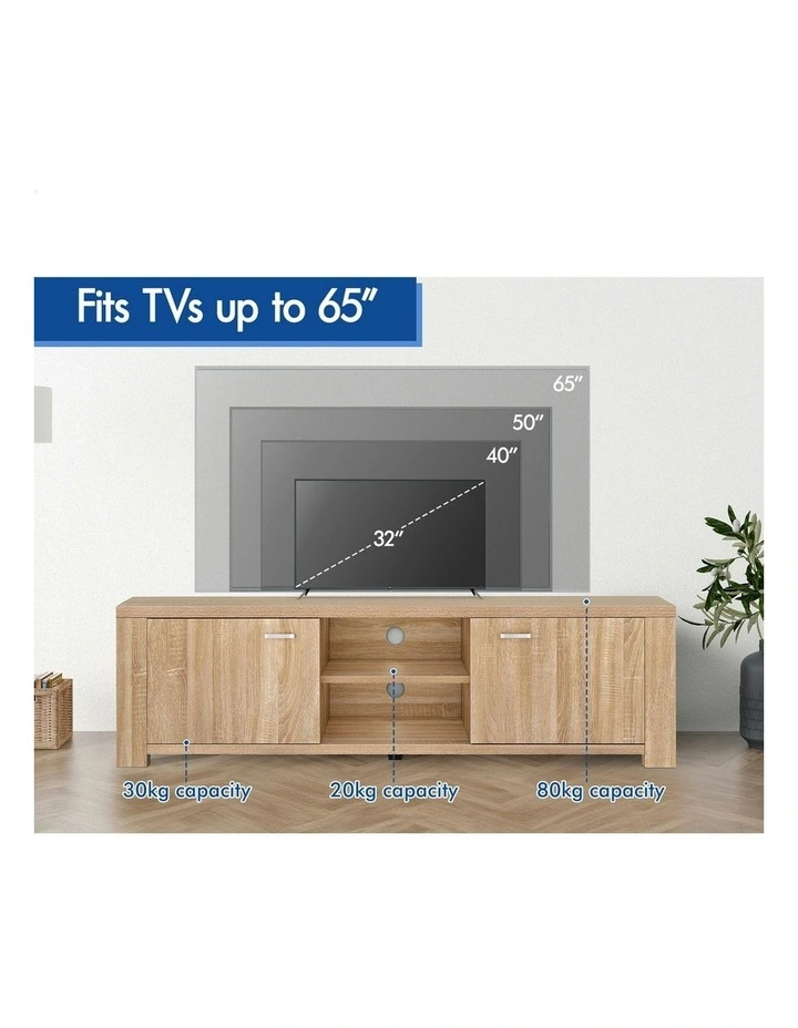 Entertainment TV Unit Stand 160cm in Wood image 7