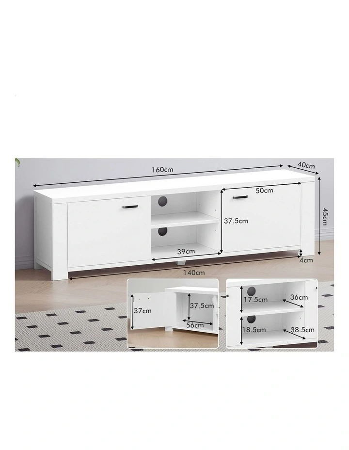 Entertainment TV Unit Stand 160cm in White image 6
