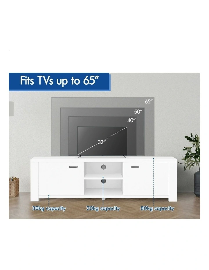 Entertainment TV Unit Stand 160cm in White image 7