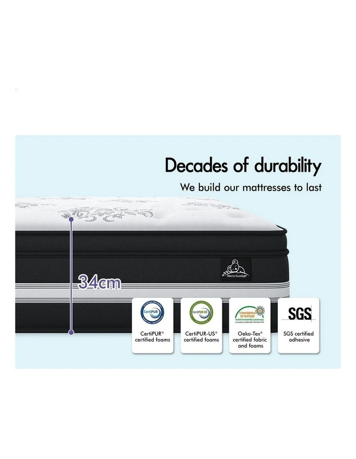 Euro Top King Size Mattress 34cm in White image 3