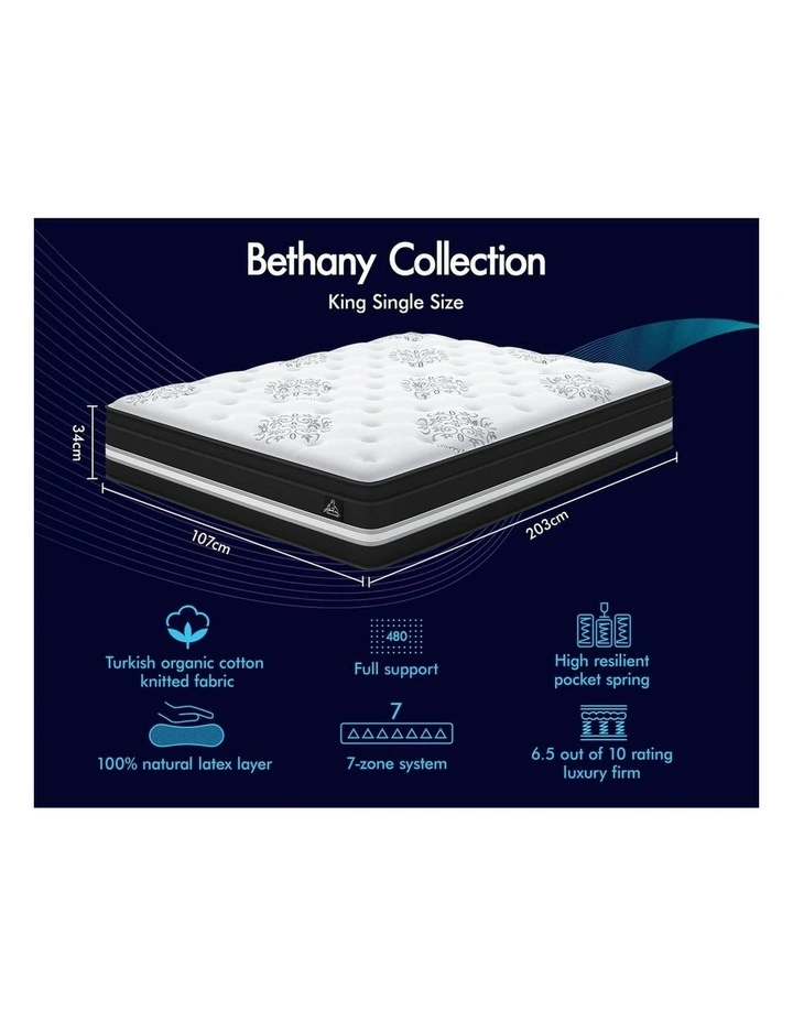 Euro Top King Single Size Mattress 34cm in White image 7