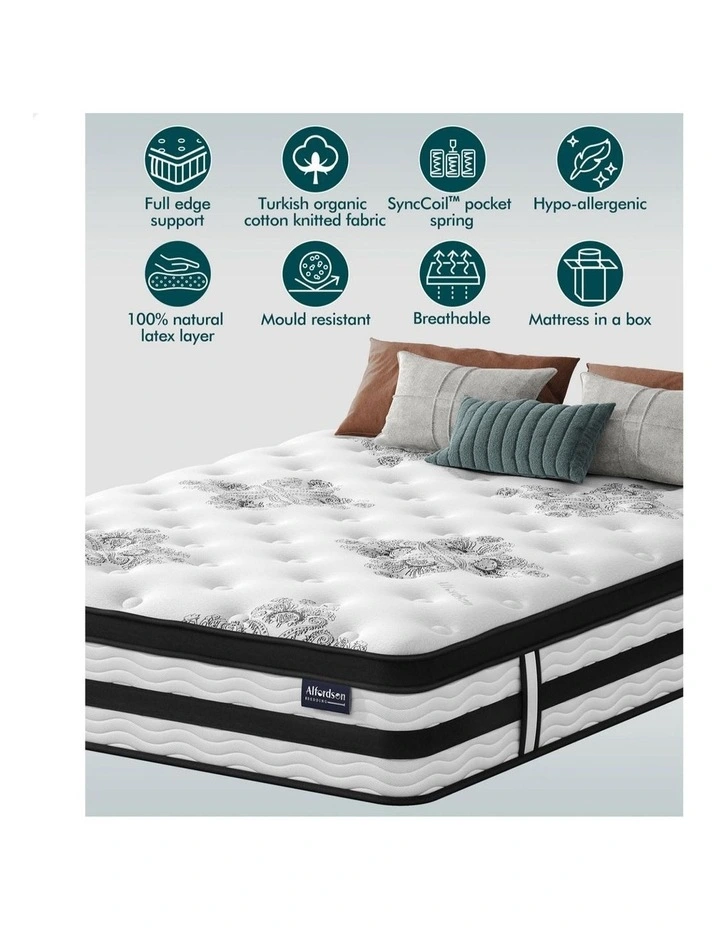 Euro Double Size Top Mattress 34cm in White image 3