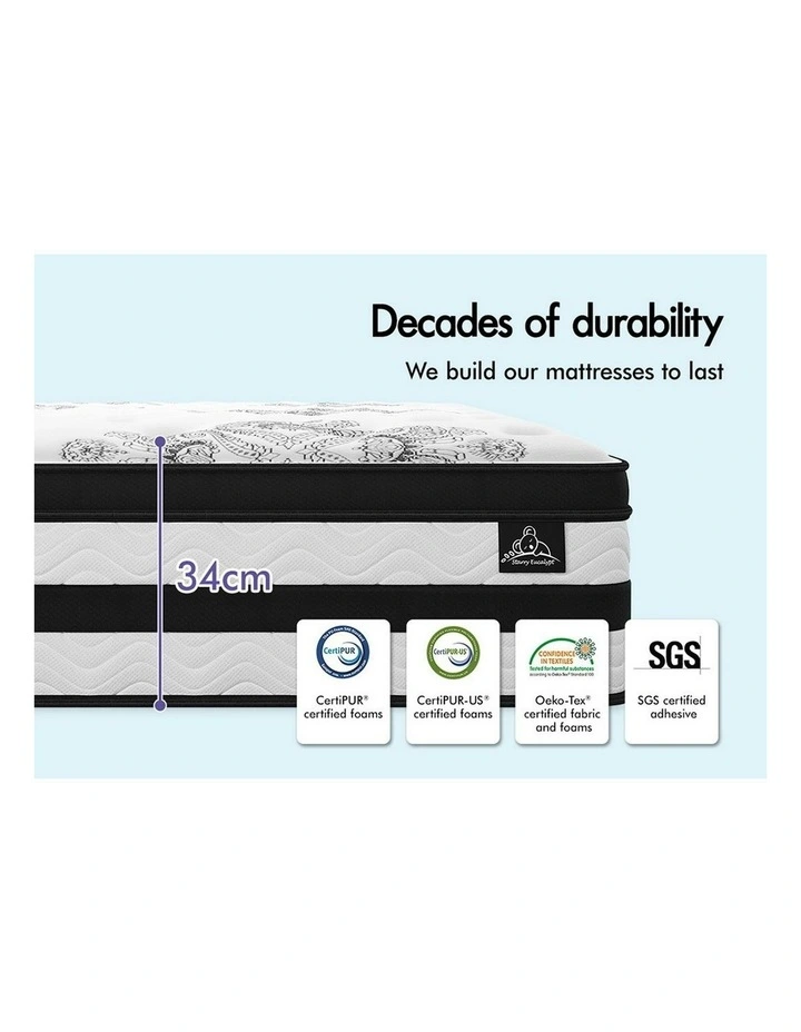 Euro Queen Size Top Mattress 34cm in White image 3