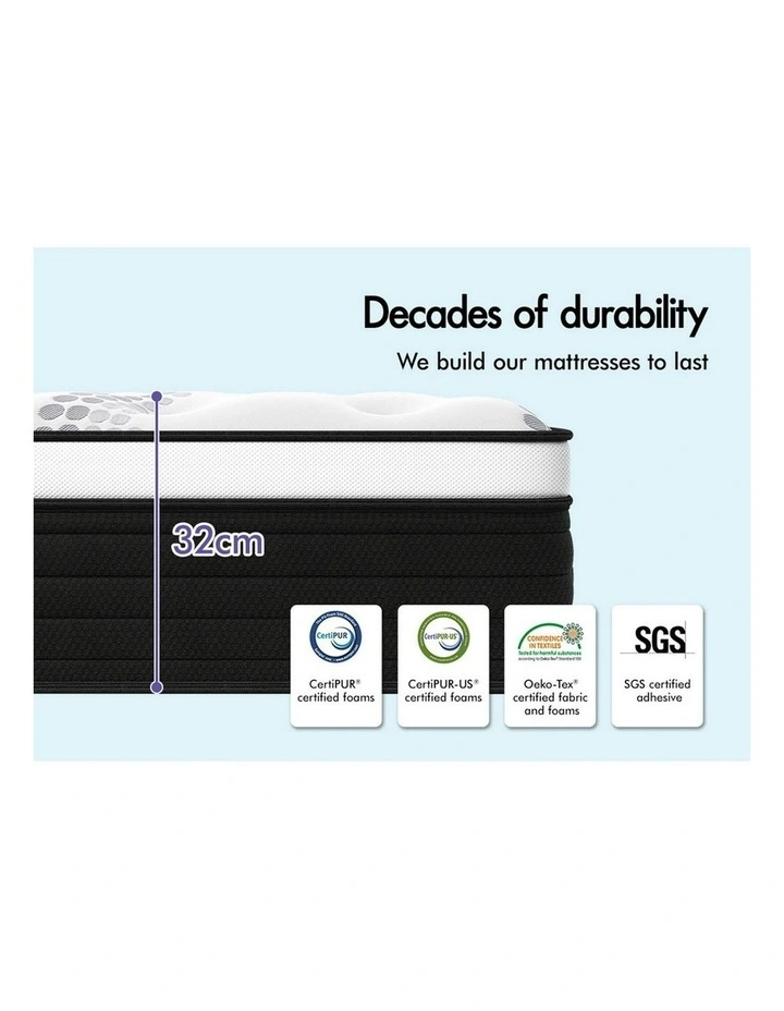 Latex Euro Double Size Top Mattress 32cm in White image 6