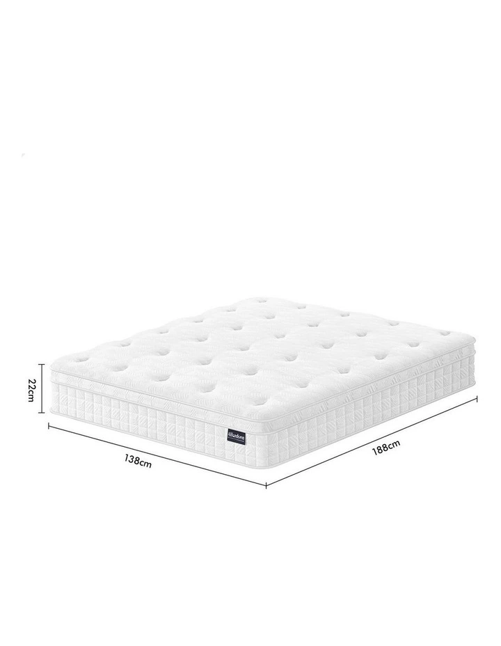 Double Bed Euro Top Spring Foam Bedding Medium Firm Mattress 22cm in White image 5