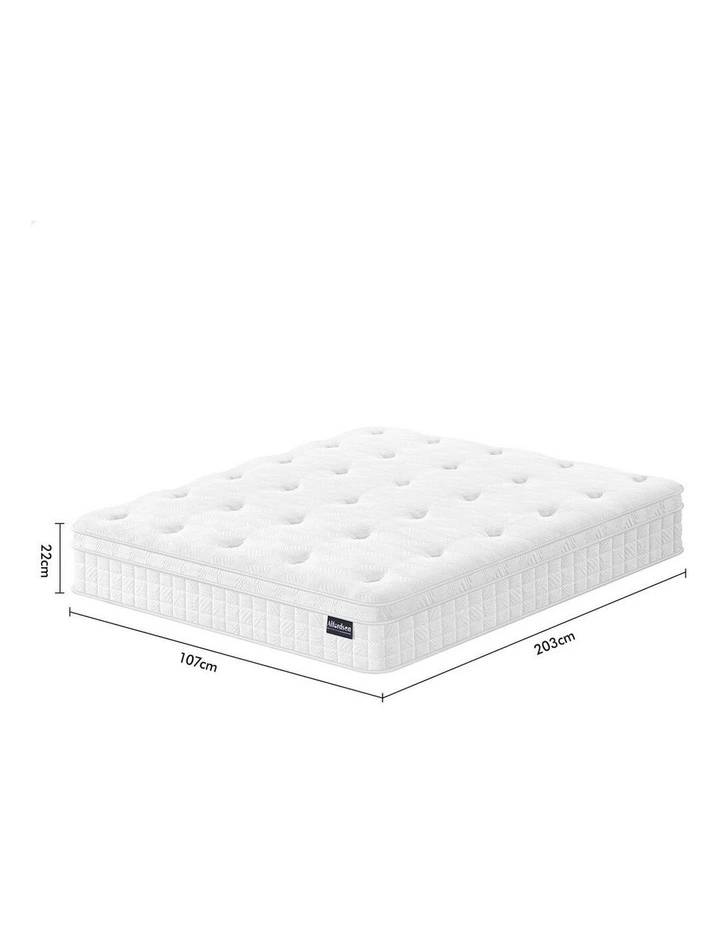 King Single Bed Euro Top Spring Foam Bedding Medium Firm  Mattress 22cm in White image 6
